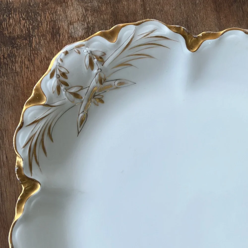 Haviland & Co. Limoges France Ranson Gold Trim w. Well Oval Serving Platter 16